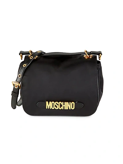 Shop Moschino Logo Messenger Crossbody Bag In Black