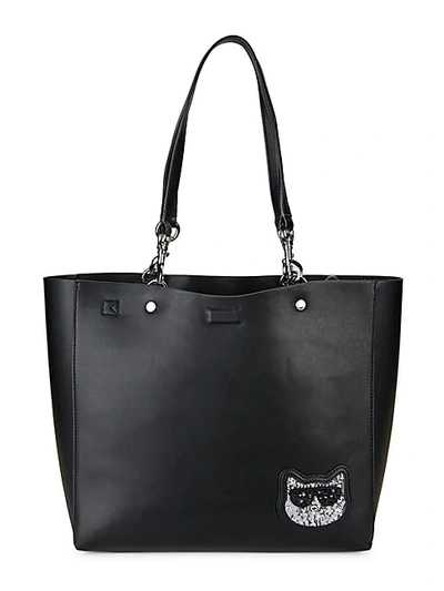 Shop Karl Lagerfeld Adele Convertible Faux Leather Tote In Black