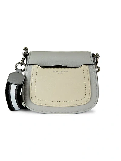 Shop Marc Jacobs Mini Empire City Leather Messenger Bag In Grey