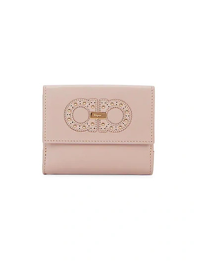 Shop Ferragamo Leather Snap-flap Wallet In Pink