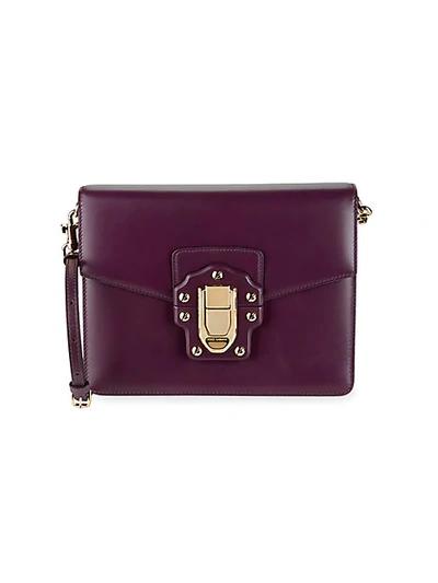 Shop Dolce & Gabbana Studs & Buckle Leather Shoulder Bag In Burgundy