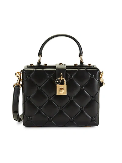 Shop Dolce & Gabbana Diamond-quilted Leather Top Handle Box Bag In Black