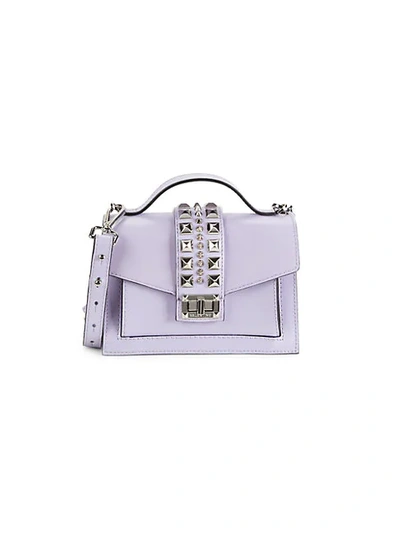Shop Valentino By Mario Valentino Titti Studded Leather Crossbody Bag In Lavender