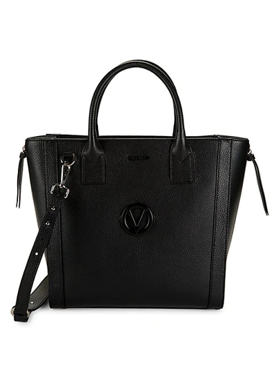 Shop Valentino By Mario Valentino Charmont Pebbled Leather Tote In Black