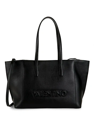 Shop Valentino By Mario Valentino Caroline Pebbled Leather Tote In Black