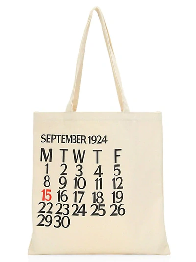 Shop Saks Fifth Avenue Five-day Calendar Canvas Tote Bag In White