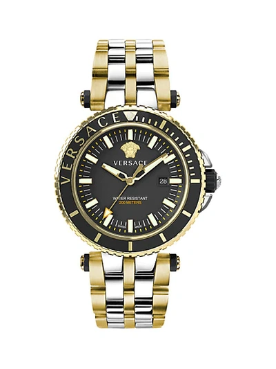 Shop Versace V-race Dive Two-tone Stainless Steel Chronograph Bracelet Watch