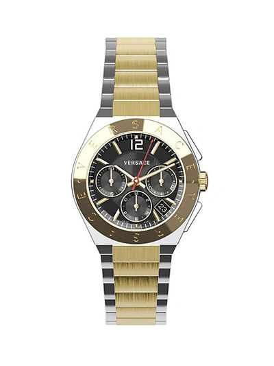 Shop Versace Landmark Round Two-tone Stainless Steel Chronograph Watch