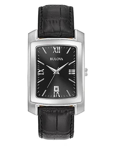 Shop Bulova Classic Stainless Steel Leather Strap Watch
