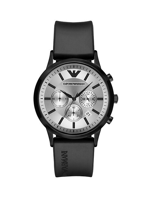 armani black rubber strap watch