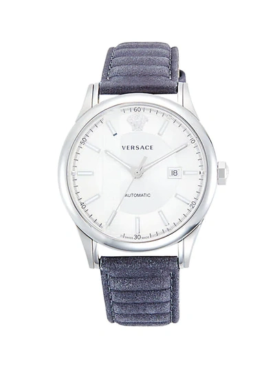 Shop Versace Stainless Steel & Leather-strap Automatic Watch