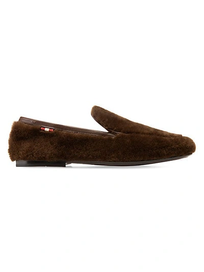 Shop Bally Crispi Lamb Fur Loafers In Nuts