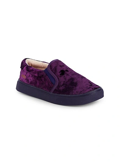 Shop Akid Little Girl's & Girl's Crushed Velvet Shoes In Purple