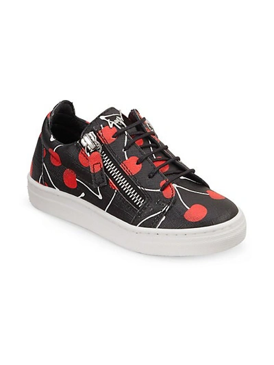 Shop Giuseppe Zanotti Little Girl's & Girl's Cherry Low-top Sneakers In Black Red