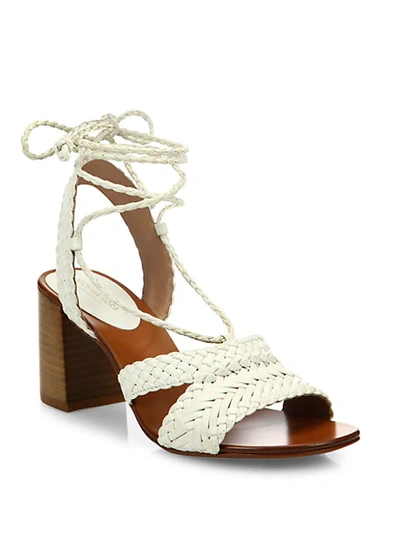 Shop Michael Kors Lawson Leather Lace-up Sandals In Optic White