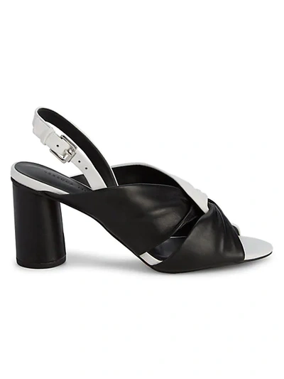 Shop Rebecca Minkoff Agata Bi-color Leather Slingback Sandals In Black Multi