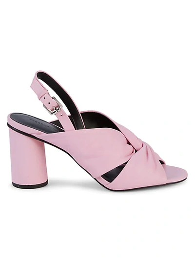 Shop Rebecca Minkoff Agata Leather Knot Slingback Sandals In Light Orchid