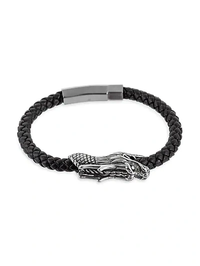 Shop Eye Candy La Leather & Stainless Steel Dragon Cuff Bracelet
