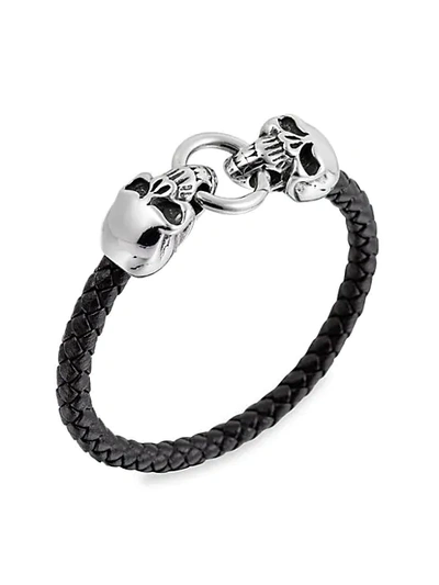 Shop Eye Candy La Stainless Steel Michael Skull Leather Bracelet