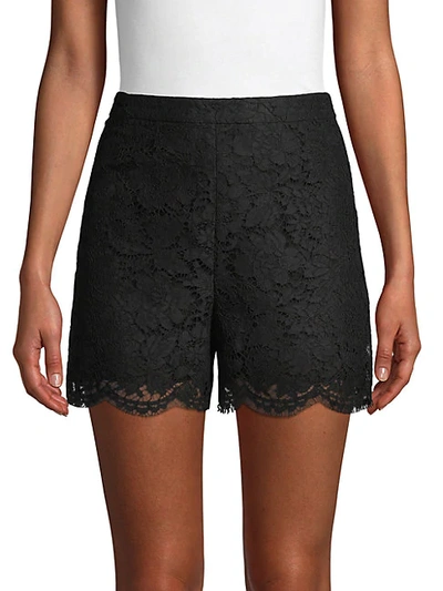 Shop Valentino Lace Cotton Blend Shorts In Grey