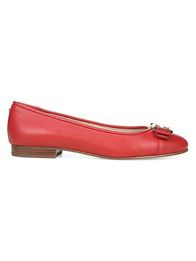 Shop Sam Edelman Mage Leather Ballet Flats In Bright Red