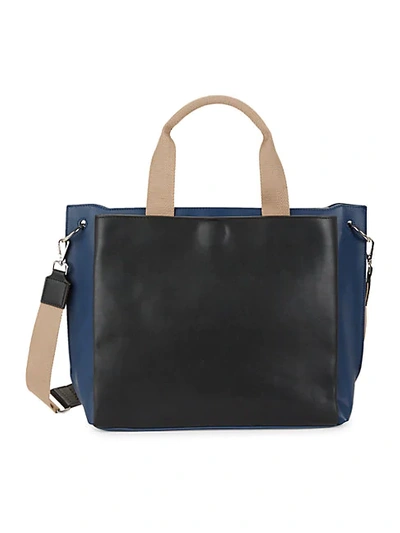 Shop French Connection Large Maxine Faux Leather Satchel In Tapestry Blue