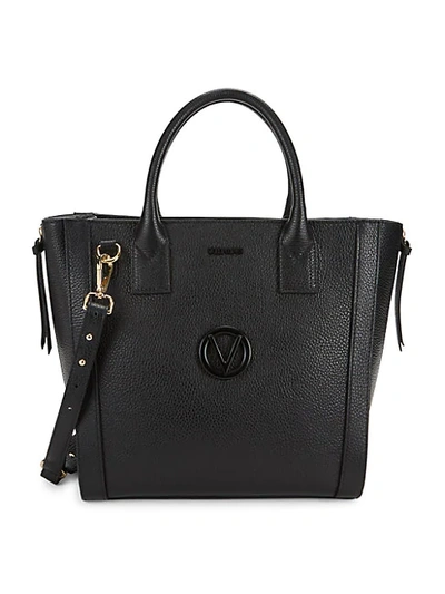 Shop Valentino By Mario Valentino Charmont Dollaro Pebbled Leather Satchel In Black