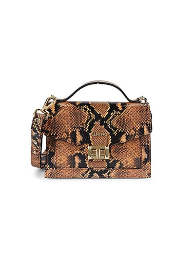 Shop Valentino By Mario Valentino Titti Snakeskin-embossed Leather Crossbody Bag In Rusty