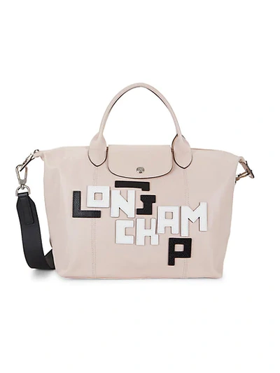 Shop Longchamp Le Pliage Leather Top Handle Bag In Pink