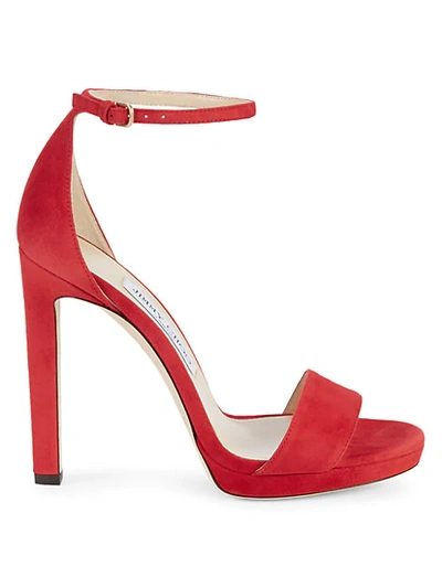 Shop Jimmy Choo Misty Suede Heeled Sandals In Red