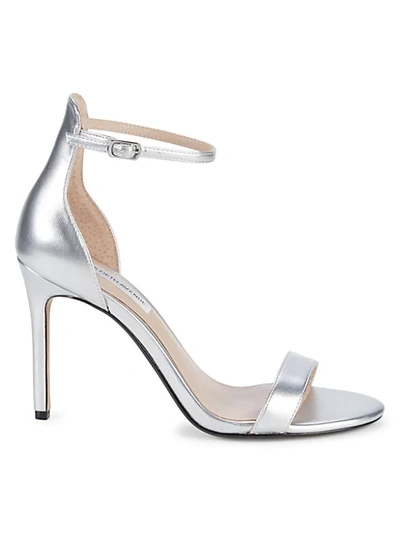 Shop Saks Fifth Avenue Miley Metallic Sandals In Silver