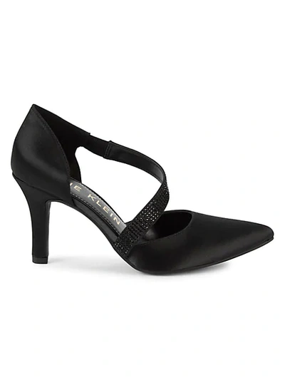 Shop Anne Klein Fantastical Embellished Satin D'orsay Pumps In Black