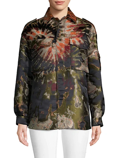 Shop Valentino Metallic Tie-dye Jacket In Green Multi