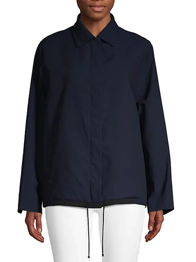 Shop Akris Spread Collar Wool-blend Jacket In Denim Black