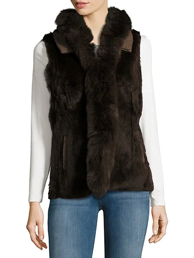 Shop La Fiorentina Dyed Rabbir Fur Vest In Brown
