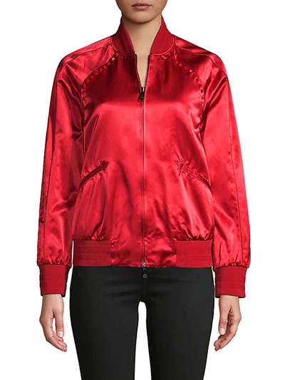 Shop Valentino Studded Bomber Jacket In Red