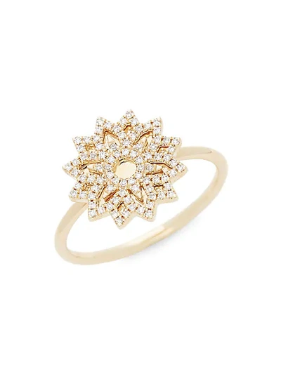 Shop Saks Fifth Avenue 14k Yellow Gold & Diamond Starburst Ring