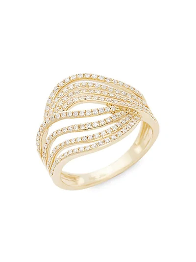 Shop Saks Fifth Avenue 14k Yellow Gold & Diamond Wave Ring