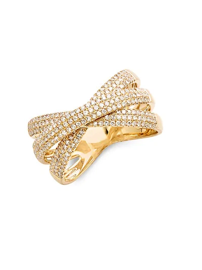 Shop Saks Fifth Avenue 14k Yellow Gold Diamond Crossover Ring
