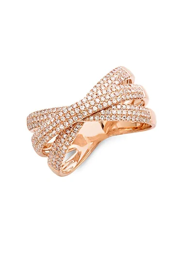 Shop Saks Fifth Avenue 14k Rose Gold Diamond Crossover Ring