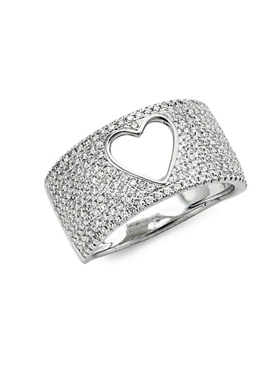 Shop Saks Fifth Avenue 14k White Gold Diamond Heart Cutout Ring