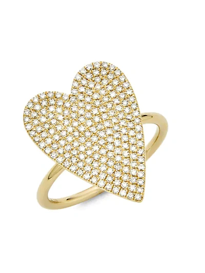 Shop Saks Fifth Avenue 14k Yellow Gold & Diamond Pav&eacute; Heart Ring