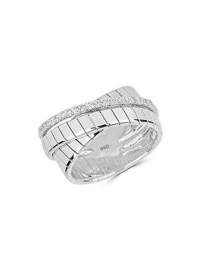 Shop Saks Fifth Avenue 14k White Gold & White Diamond Across Bow Ring