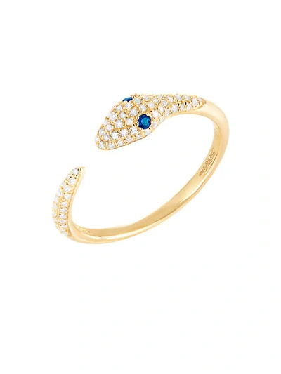 Shop Saks Fifth Avenue 14k Yellow Gold, Sapphire & Diamond Snake Ring