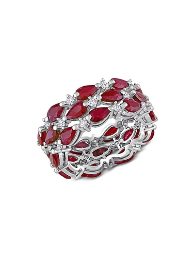 Shop Saks Fifth Avenue 14k White Gold, Ruby & Diamond Ring