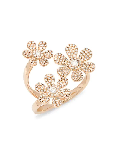 Shop Saks Fifth Avenue 14k Rose Gold & Diamond Floral Ring