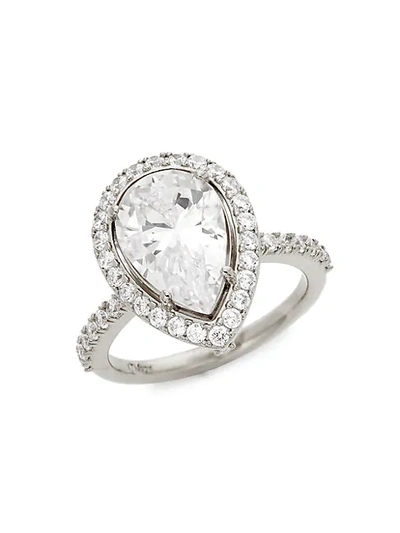 Shop Adriana Orsini Rhodium-plated & Crystal Pear Ring