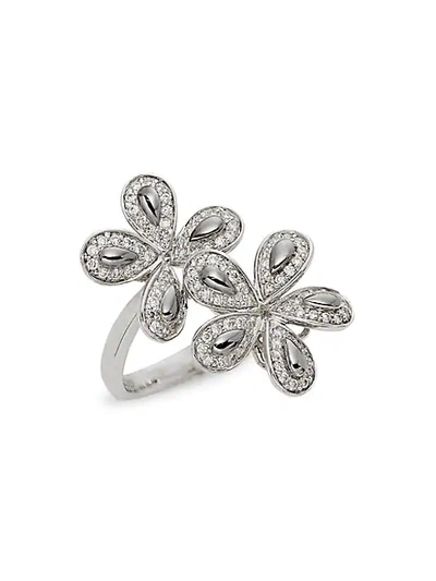 Shop Roberto Coin 18k White Gold, Ruby & Diamond Floral Ring