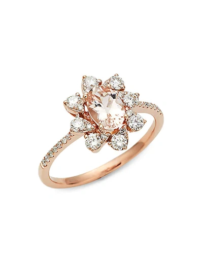 Shop Saks Fifth Avenue 14k Rose Gold, Morganite & Diamond Ring