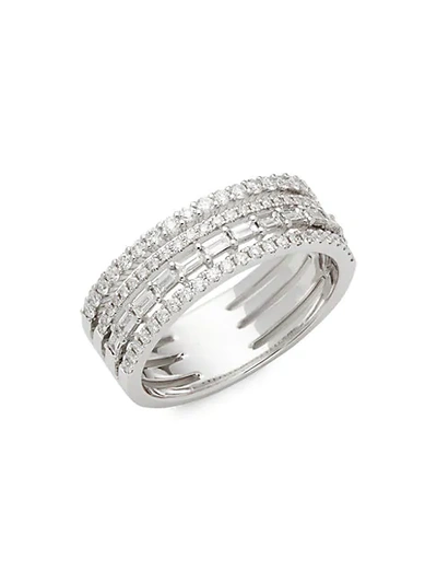 Shop Saks Fifth Avenue 14k White Gold & Diamond Multi-band Ring